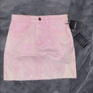 Pink jean mini skirt S